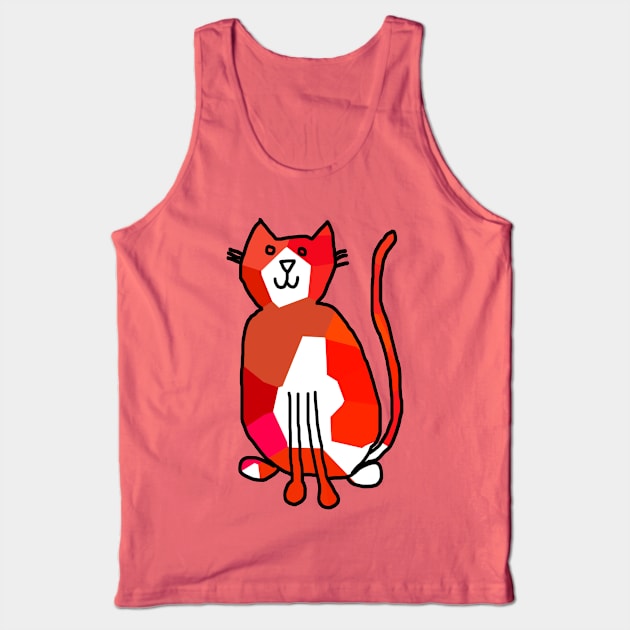 Red Crystal Cat Animals Minimal Line Drawing Tank Top by ellenhenryart